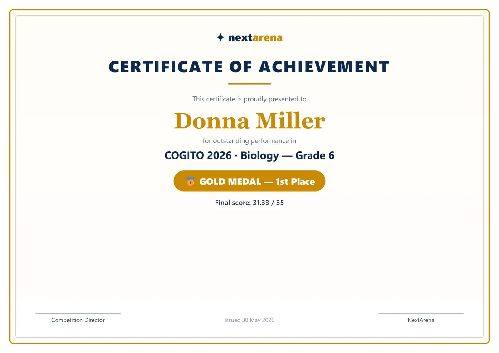 NextArena bulk certificate generation and auto-built award ceremony slide deck