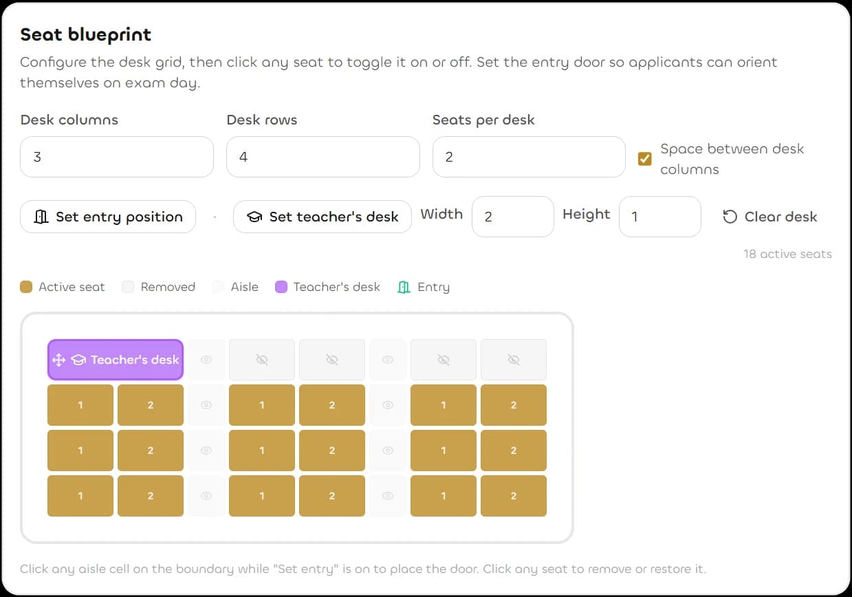 NextArena anti-cheat seating blueprint with automatic jury and invigilator assignment